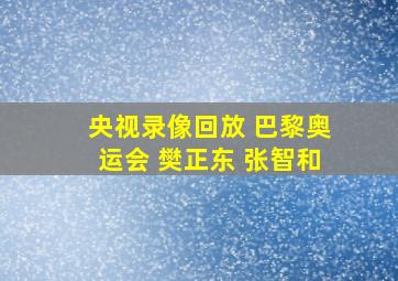 央视录像回放 巴黎奥运会 樊正东 张智和